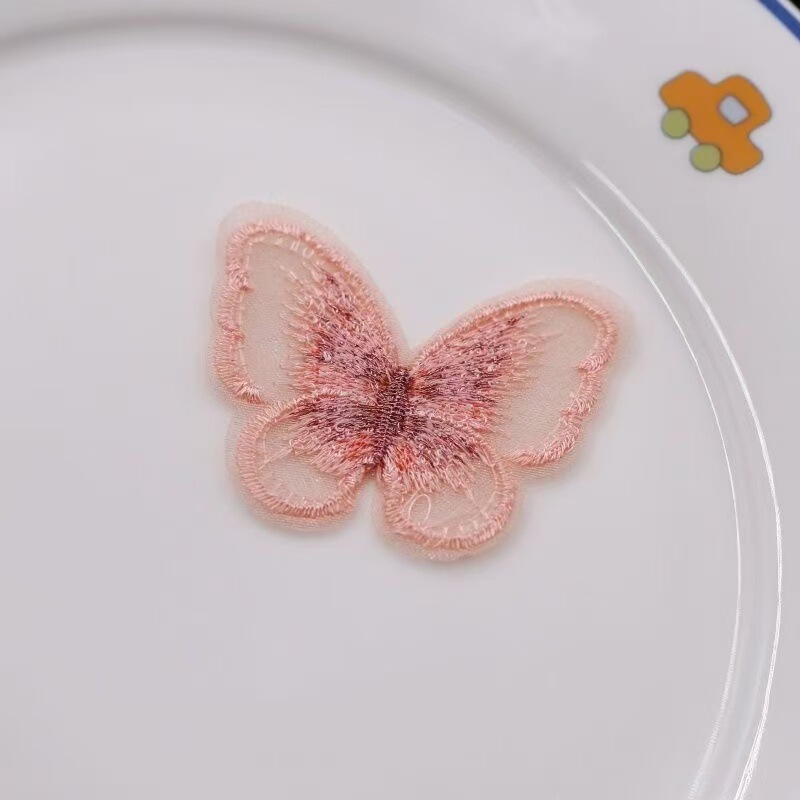 蕾丝欧根纱刺绣蝴蝶 diy手工头饰发夹配件服饰绣花发箍装饰材料|undefined
