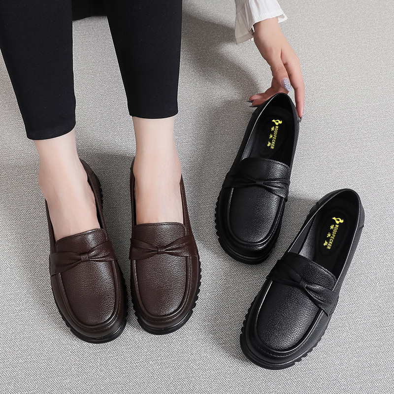 New Women's With Soft Soles, Breathable Single For Middle-aged And Elderly, Non-slip Casual Leather Shoes, Flat-soled_vogvips.com