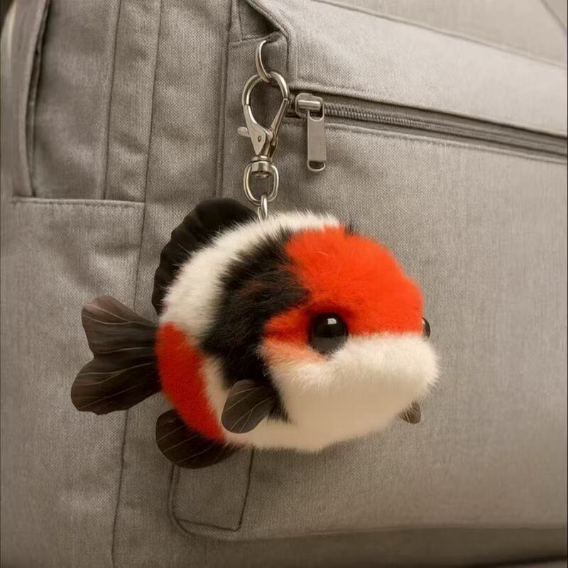 Good Luck Koi Fish Gift for Best Friend, Cute Plush Couple Pendant, Carp Keychain, Backpack Decoration