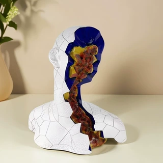 北欧玄关抽象人物雕塑树脂摆件样板房售楼处样板房间复古软装饰品
