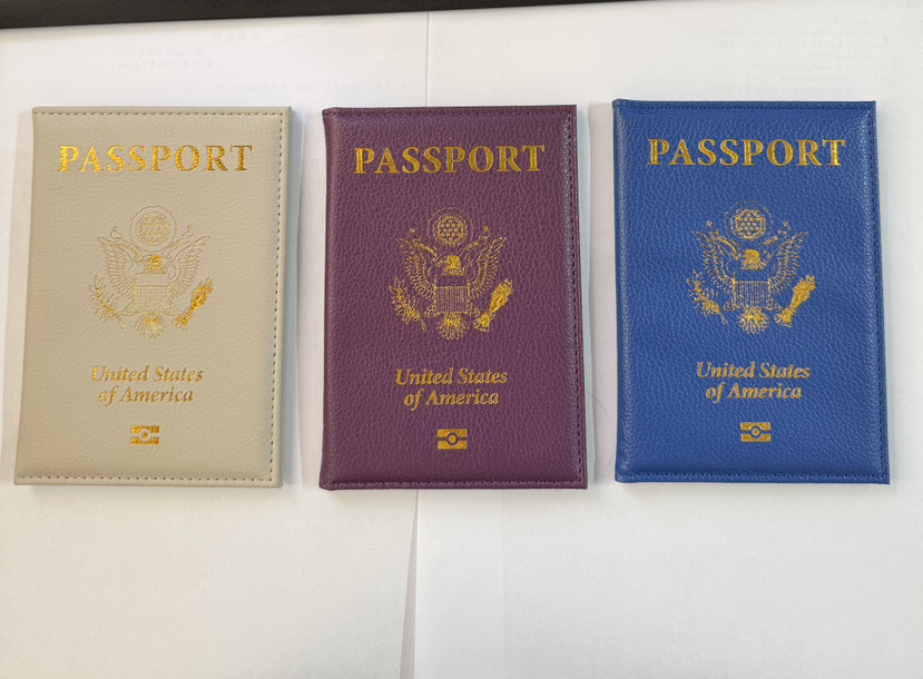 Slim US passport holder, leather, portable, lychee texture, travel