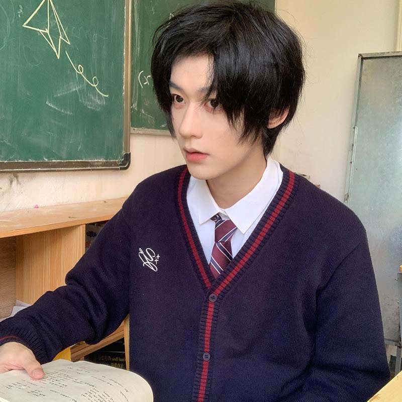 (2개) JK-DK 원래 대학 스타일 니트 시안 카디건 스웨터 가을, 겨울 따뜻한 자수 일본식 부드러운 소녀