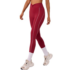 AYM036943 Naked Feel High-Waist Twist-Knot Yoga Pants with Contrast White Stripe Butt-Lifting Aoyema wholesale