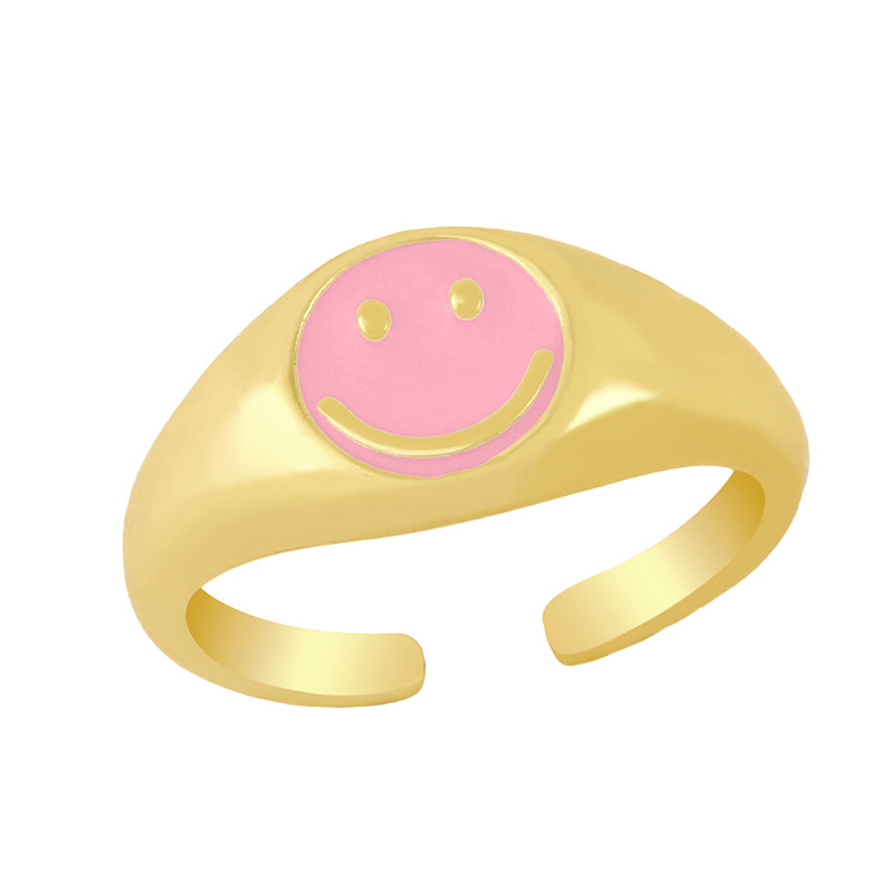 Nuevo Anillo De Goteo De Oro De 18 Quilates De Latón Con Cara Sonriente Al Por Mayor Nihaojewelry display picture 5