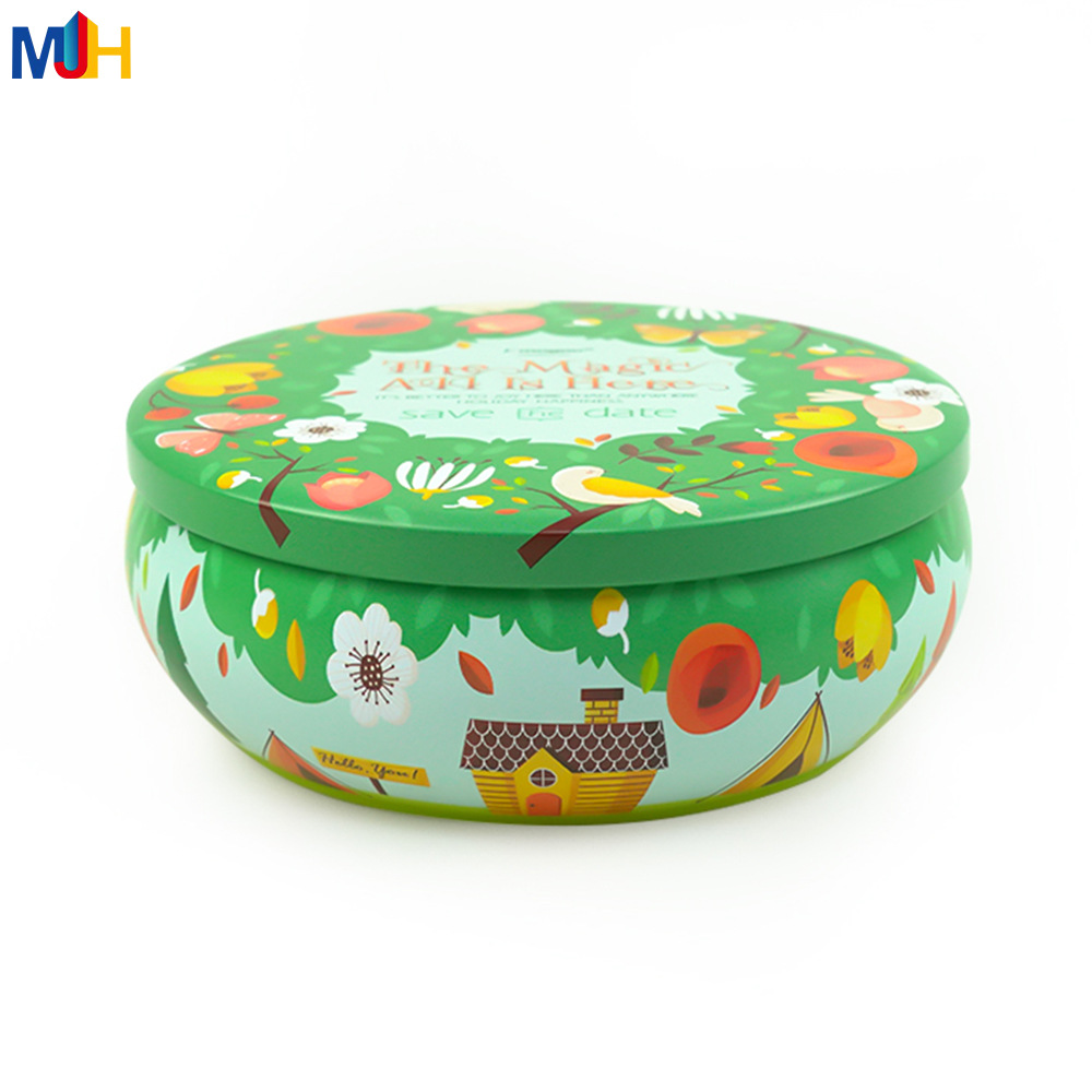 马口铁圆形曲奇饼干铁罐食品糖果包装金属盒通用包装盒圣诞大肚罐