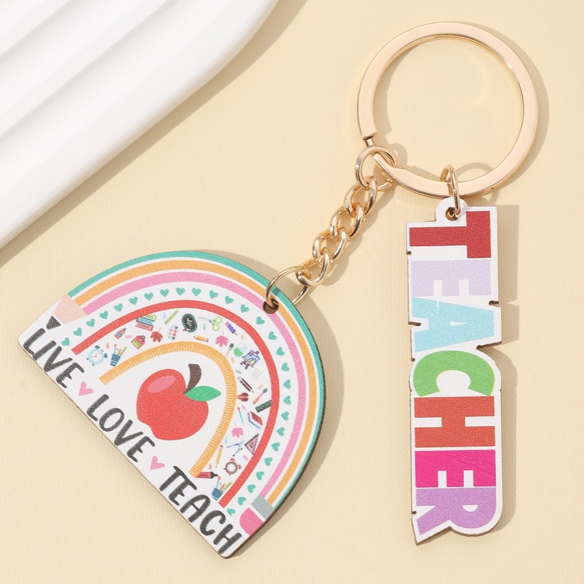 School, Graduation Occasion Modern Style Letter Wood Teachers' Day Unisex Keychain
