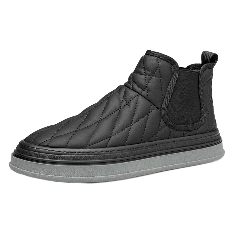 Ботинки Челси, мужские ботильоны, Зимняя мужская обувь на флисовой подкладке, повседневные ботинки-дым, кожаные ботинки в британском стиле, Ботинки Martin на толстой подошве, хлопчатобумажные ботинки