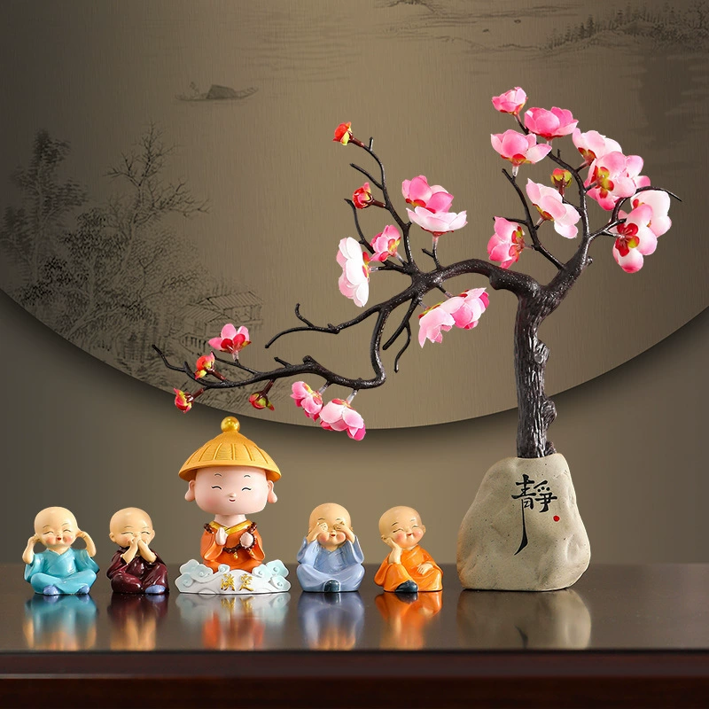 Китайский стиль дзен маленький монах украшает домашнюю гостиную декоративные поделки