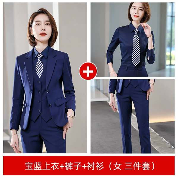 Blue set, trousers, shirt, 3 pieces