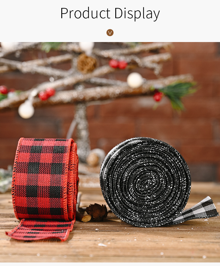 Plaid Ribbon Set For Christmas Decorations Red And Black Plaid_voghion.com