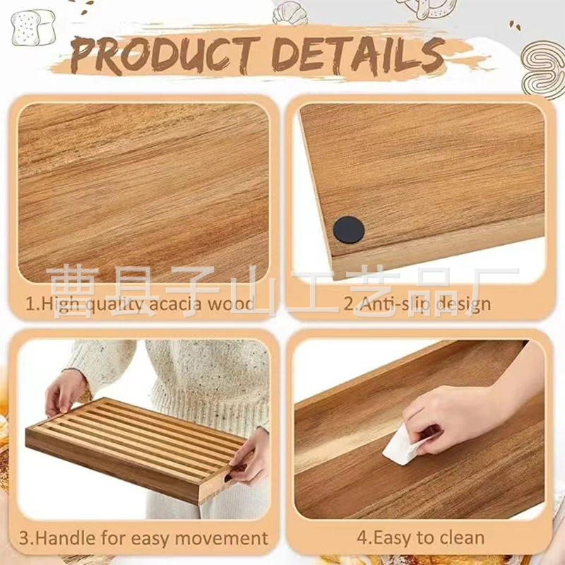 Panel de corte de pan de madera sólida conjunto de pane de madera con caja de almacenamiento para herramientas de horneado pan de tostada
