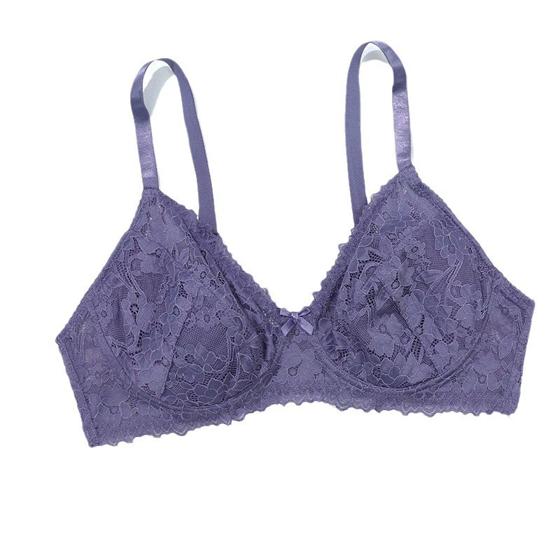 Lace bra ultra‑thin plus‑size, underwire support, purple, sizes 85C–110E