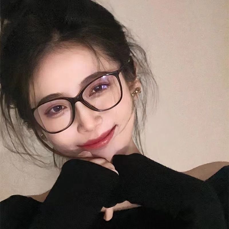 时尚女士猫眼眼镜框小红书同款眼镜架链条平光镜个性防蓝光眼镜