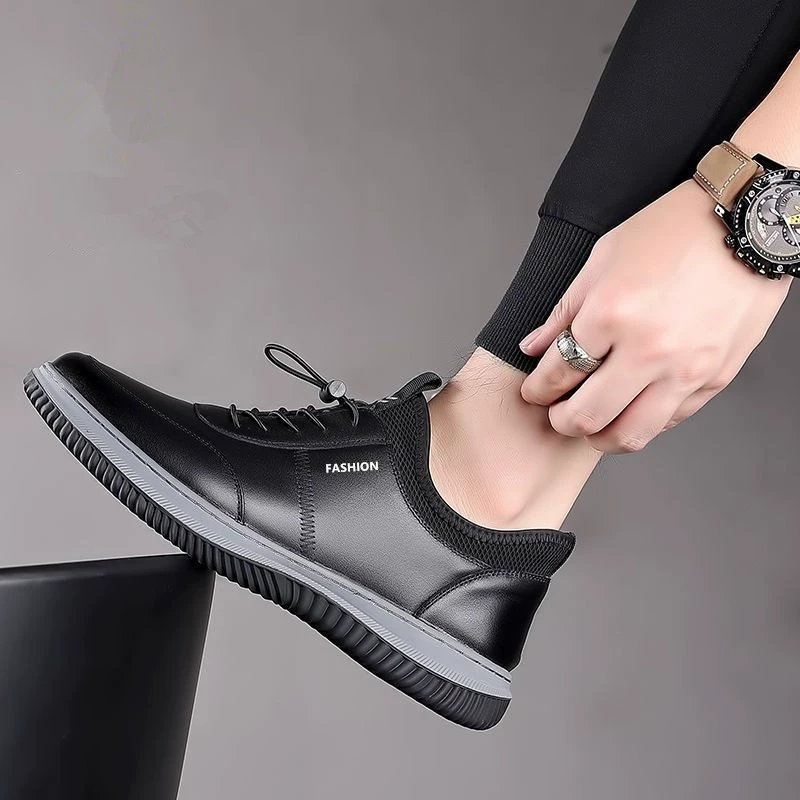 Low shoes for leather shoes, comfortable breathable fashionable casual footwear, universal trend light panel, sneakers, soft sole