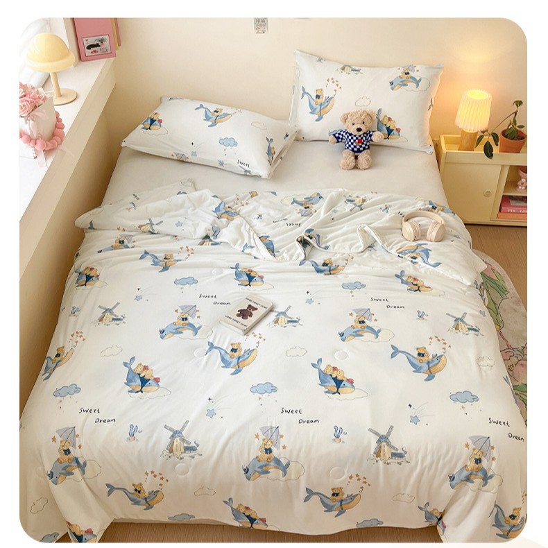 Edredón fresco de verano de algodón de punto individual y doble 2025 nuevo edredón de aire acondicionado de verano lavable a máquina para niños edredón fino