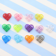 亚克力透明彩色双孔爱心桃心积木钥匙扣项链手链吊坠 diy饰品配件