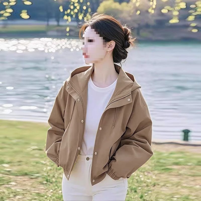 春季新款今年流行超好看休闲小众宽松黄色连帽短款外套女|undefined