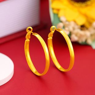 Gold-Plated Hoop Earrings Glossy 2025 New Trendy Non-Fading European and American Style Exaggerated Earrings Fashion