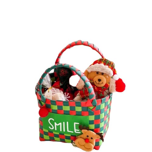 Red Book Street Food Basket Woven Bag Colorful Woven Basket Bag Handheld Basket Cartoon DIY Gift