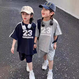 韩版儿童夏季套装2024新款男女童运动套装宝宝休闲短袖短裤两件套