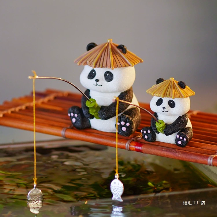 Экологический древний аквариум, аквариум с травой, аквариум для черепах, декоративные украшения для рыбалки с пандой, китайский каменный сад, ландшафтный дизайн пруда с рыбой с проточной водой