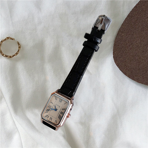 New women's watch, elegant retro Roman blue needle scale design simple and fashionable square wristwatch quartz watch