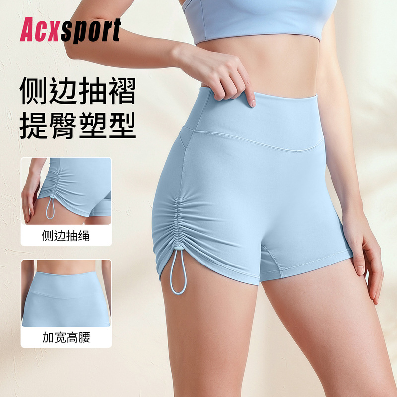 Cross-Border Sports Shorts for Women, Anti-Exposure, Fitness Yoga Hot Pants, Summer Spicy Girl Running Training Butt-Lifting High-Waisted Shorts