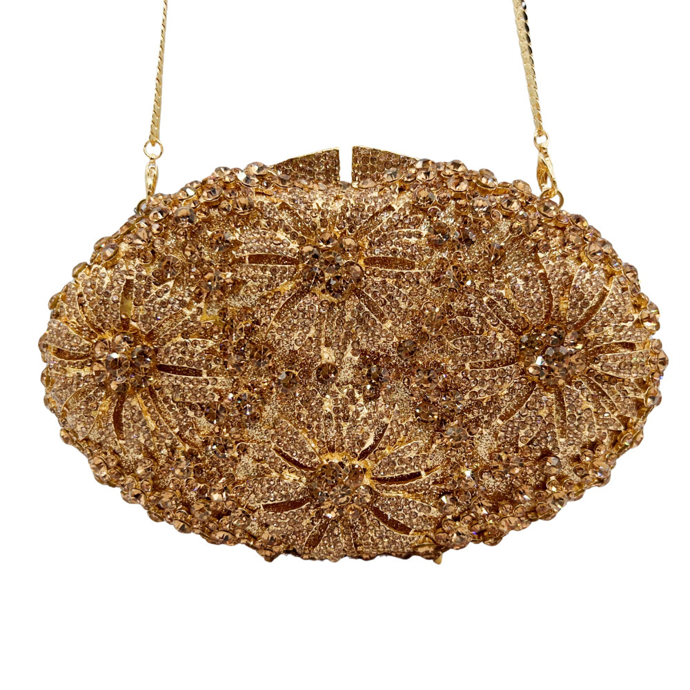 Bolsa de diamantes hueca transfronteriza de flores de velvet con diamantes para banquete bolsas de mano de mujeres bolsas de fiesta europeas y americanas