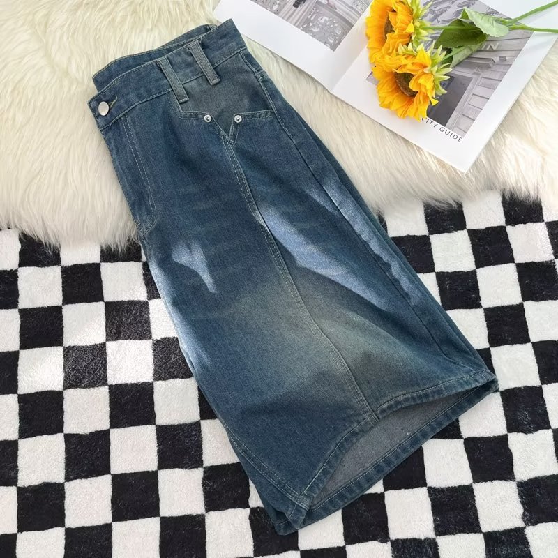 Retro Washed Denimshorts Herren Japanische Splicing Sommershorts_voghion.com