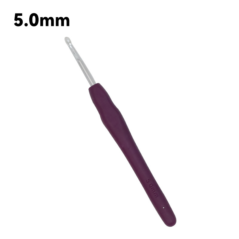 Tejido a mano arco iris de mango suave ganchillo TPR de mango suave ganchillo sólido de mango suave ganchillo de acoplamiento ganchillo conjunto de lana