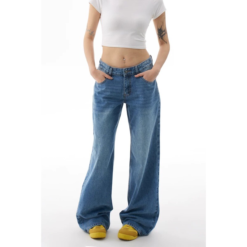 2026 Women's Spring Jeans New Style Loose Low-Waist Casual Fashion Wide-Leg Floor-Length Pants with Star Patches on the Back 2026 Women's Spring Jeans New Style Loose Low-Waist Casual Fashion Wide-Leg Floor-Length Pants with Star Patches on the Back