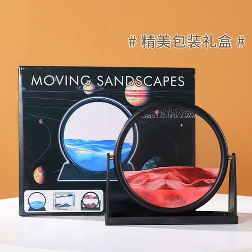 Creative light luxury 3D three-dimensional quicksand painting glass hourglass living room entrance home decoration office desktop decoration