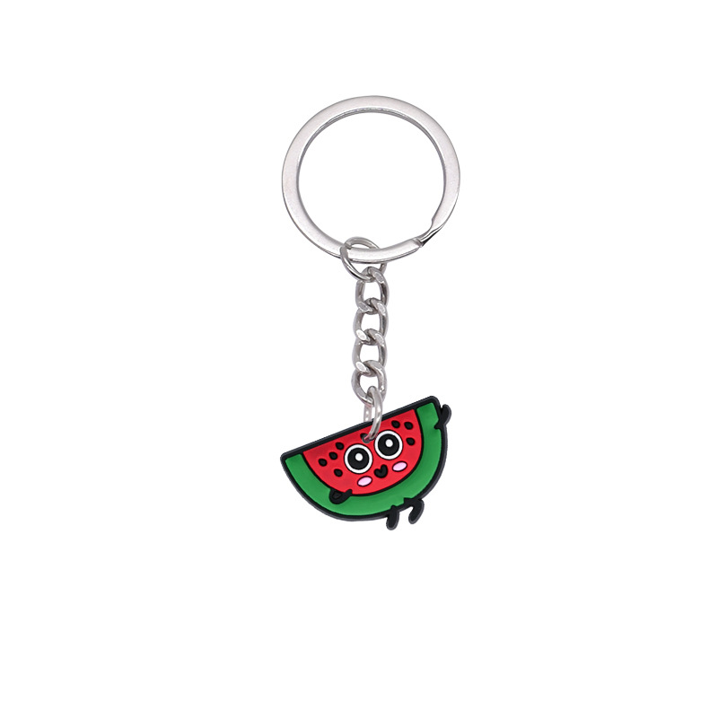 Llavero de PVC con simulación de frutas, colgante de metal de goma suave, decoración de pasteles y dulces, regalo para niñas, venta al por mayor