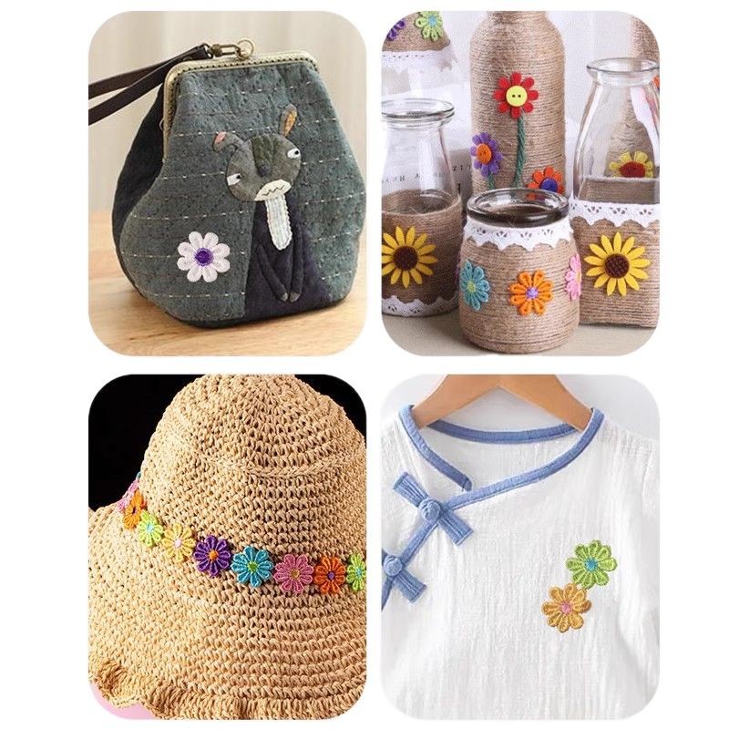 Accesorios de encaje, flores pequeñas solubles en agua, decoración, jardín de infantes, bricolaje hecho a mano, pétalos de colores, bordado, encaje de tela