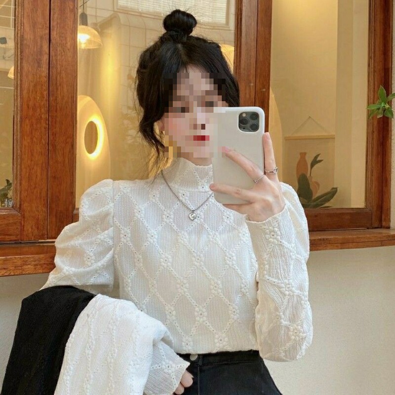 Inner Layering Shirt for Women, Niche Design, New Autumn and Winter Style Shirt, High Collar White Lace Top