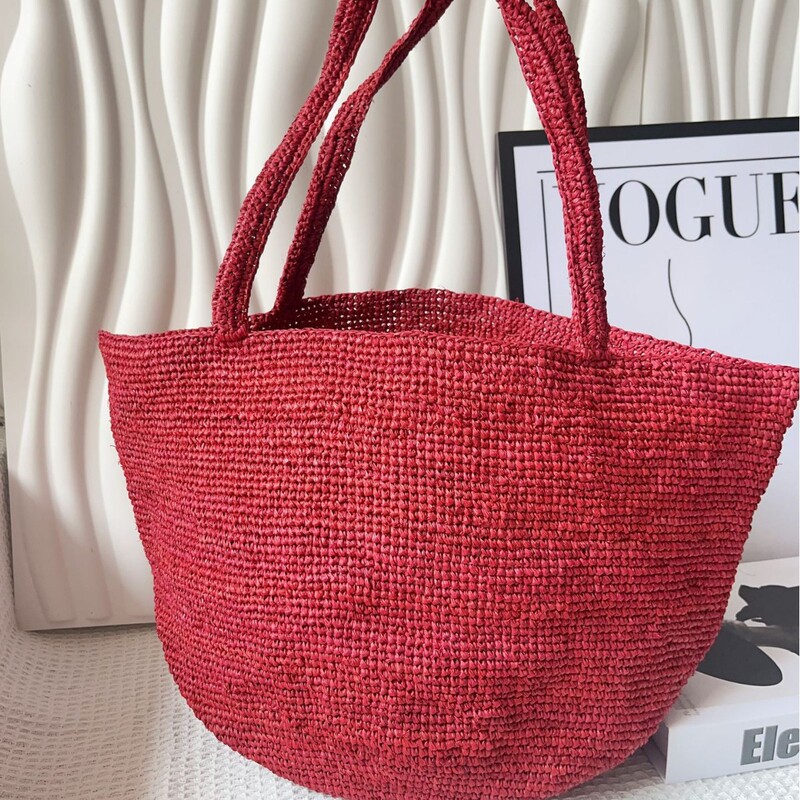 New Summer Women's Raffia Hand-Woven Bag, Fashionable and Simple Shoulder Bag, Seaside Vacation Beach Handbag New Summer Women's Raffia Hand-Woven Bag, Fashionable and Simple Shoulder Bag, Seaside Vacation Beach Handbag