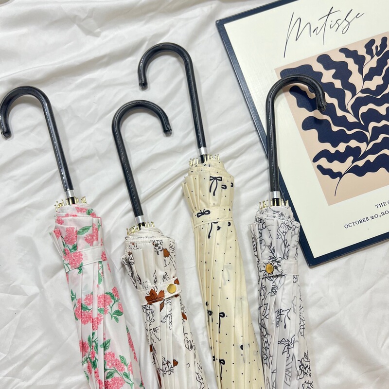 16-Rib Long-Handle Automatic Umbrella, Reinforced Wind-Resistant Straight Umbrella, Straight Handle Umbrella with Logo Printing, Long-Handle Umbrella Wholesale