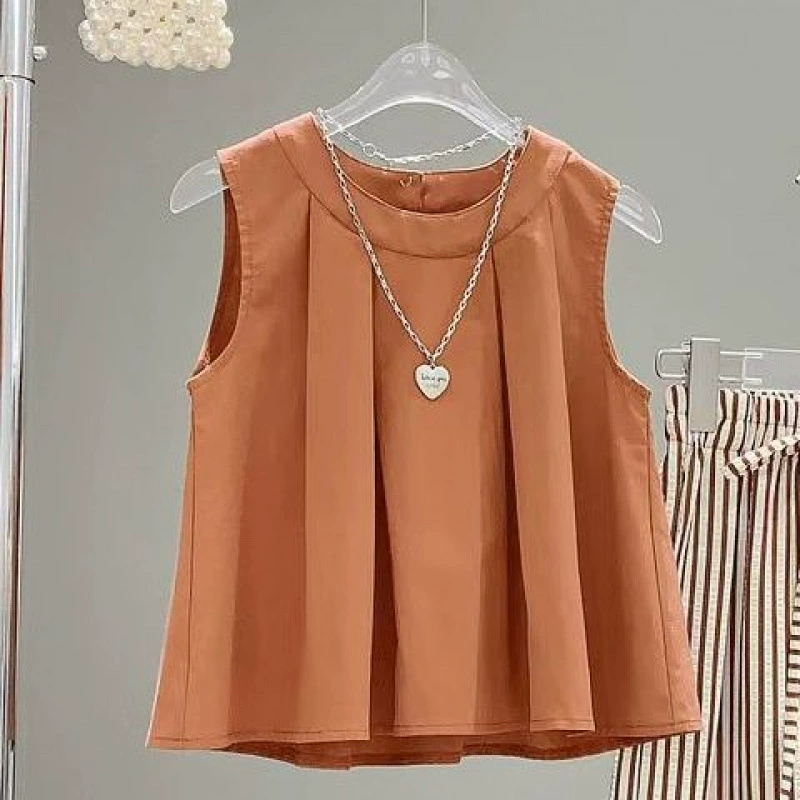 Летний корейский комплект одежды для девочек 2025 года: топ без рукавов и брюки