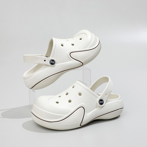 2024 Beach Crocs Women's Thick-soled Anti-Slip EVA Garden Shoes Men's Outerwear Heightening Slim Sandals Slippers Wholesale