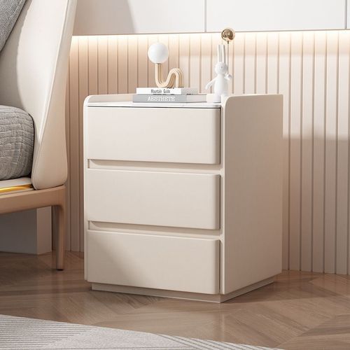 zsr three-layer drawer cabinet slate solid wood floor-to-ceiling bedside table modern minimalist heightened storage cabinet bedroom cream collection