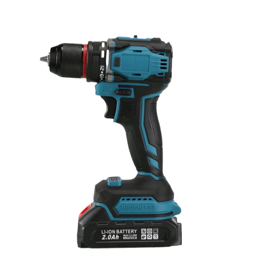 Fábrica al por mayor nuevo 21V taladro eléctrico de litio de doble velocidad recargable taladro de mano de alta potencia con accesorios taladro de impacto de caja de plástico