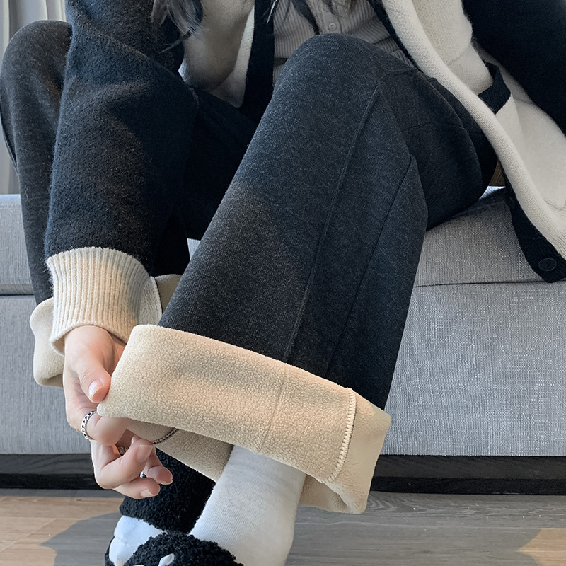 2026 Autumn and Winter Fleece-Lined Thick Soft Wide-Leg Pants for Women, High-Waisted Straight-Leg Sports Casual Loose Long Pants, Slimming Effect 2026 Autumn and Winter Fleece-Lined Thick Soft Wide-Leg Pants for Women, High-Waisted Straight-Leg Sports Casual Loose Long Pants, Slimming Effect