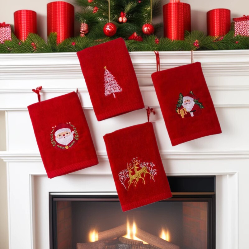 Pure Cotton Christmas Kitchen Towel Set Embroidered Christmas Logo Bathroom Hand Towel Export Halloween Towel Cross-Border Pure Cotton Christmas Kitchen Towel Set Embroidered Christmas Logo Bathroom Hand Towel Export Halloween Towel Cross-Border