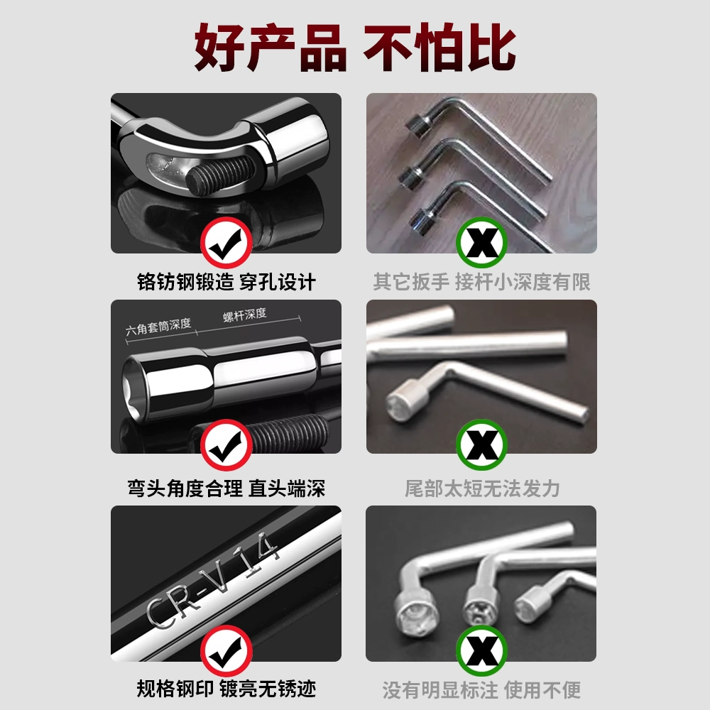 ✅L-shaped socket wrench pipe type double-headed elbow perforated 7-shaped external hexagonal socket single right-angle pipe wrench