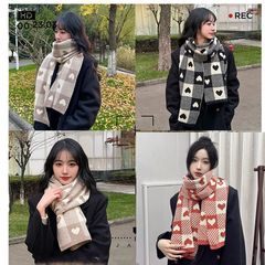 新しいスカーフ女性の秋と冬無地ニット暖かいウールスカーフ韓国語版学生甘くてかわいいカップルスカーフ