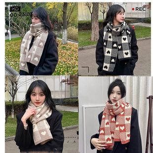 New Scarf for Women in Autumn and Winter Pure Color Knitted Warm Woolen Scarf Korean Style Student Sweet and Cute Couple Scarf