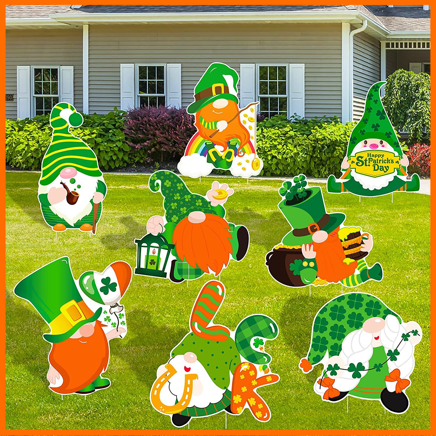 跨境专供圣帕特里克节庭院插牌led灯发光 户外院子装饰地插