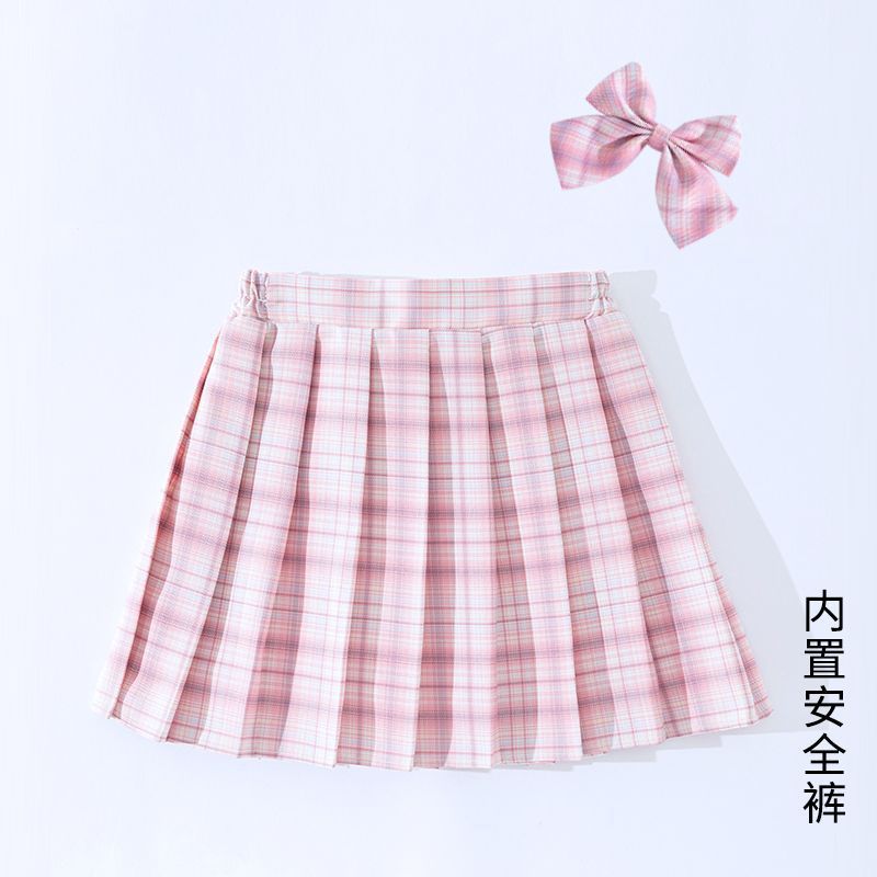 格のスカートの春の女性の子供の夏の短いスカートの女の子の小学生のプリーツのスカートの春の服装の児童の学院の半身のスカートの格子