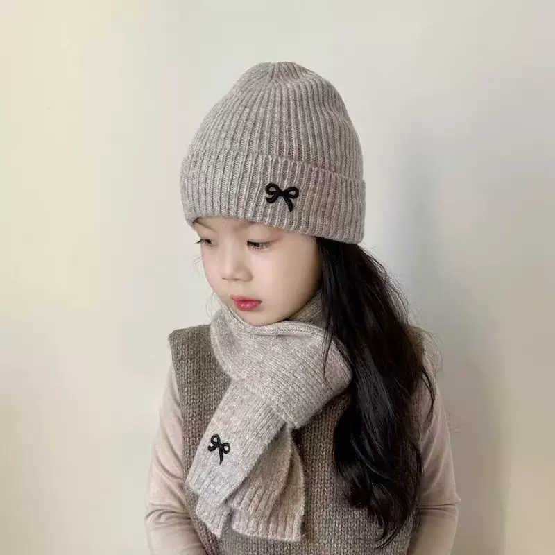 秋冬季儿童针织毛线帽围巾套装宝宝帽子围脖男童冬天保暖帽小女孩