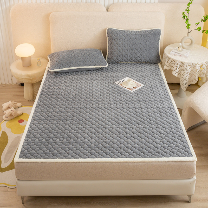 De calentamiento rápido de terciopelo de leche colchón antideslizante acolchado colchón de invierno engrosada terciopelo de coral caliente sábana ajustable al por mayor